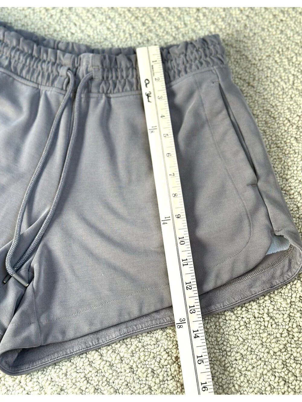 ATHLETA Seasoft Shorts Medium Tan Mid Rise Semi-Fitted Suede-Soft